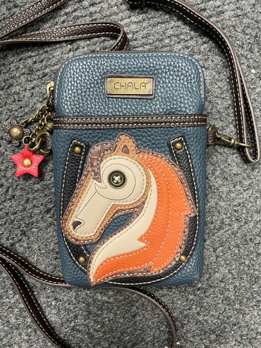 CHALA Horse Crossbody Convertible Purse Phone Holder blue equestrian - Picture 2 of 3